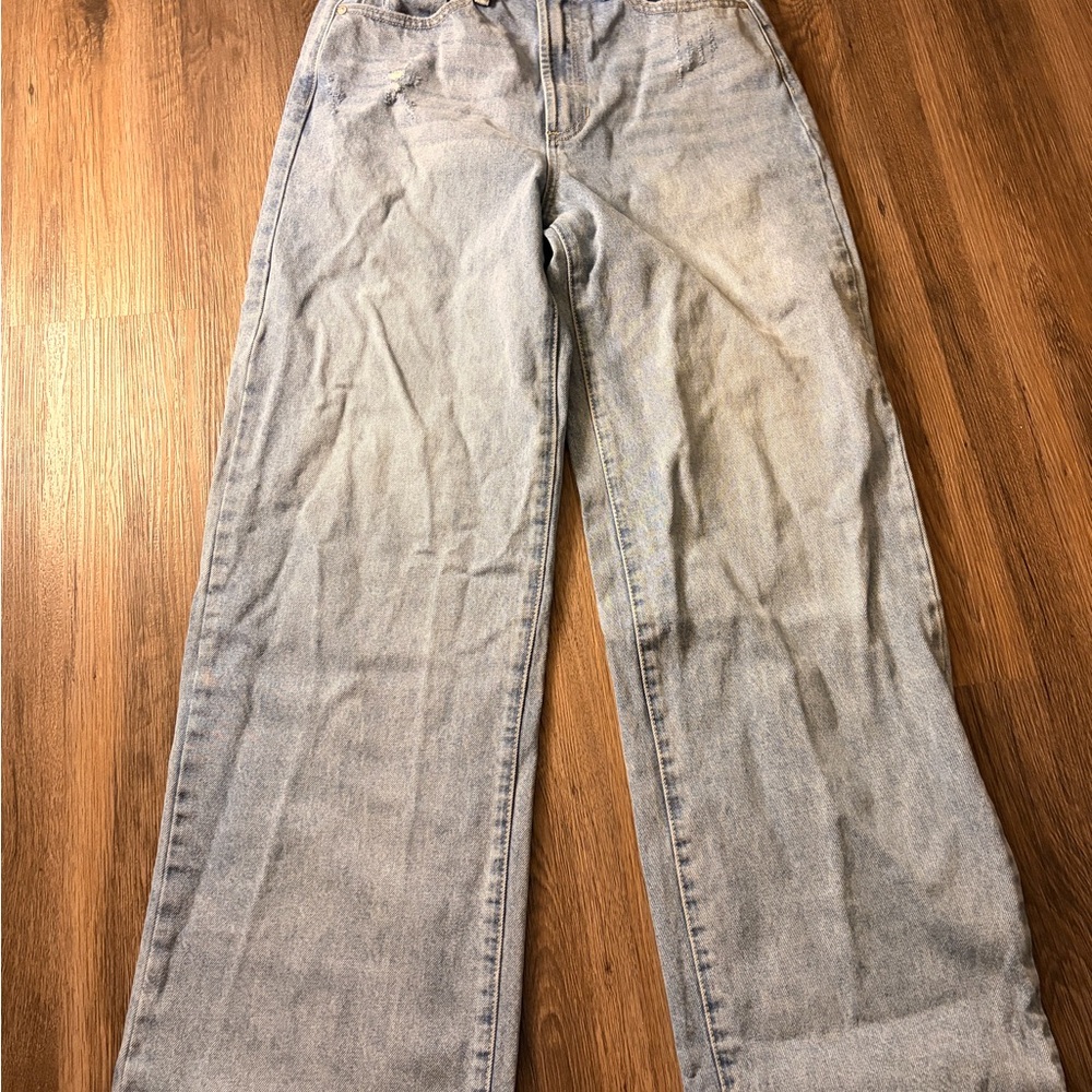 Elegant Light Blue Women's Wide Leg Jeans